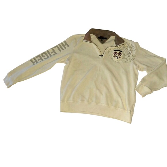 Tommy Hilfiger Polo Sweater Circa 1985 Men's M Ivory Collar Sun Faded - Picture 1 of 7